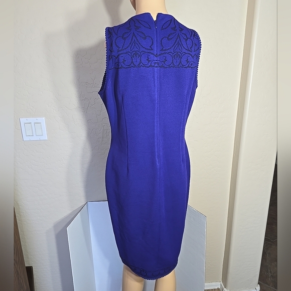 St John Evening Dress Size 8 Purple With Black Pattern Stunning!! - Picture 8 of 13